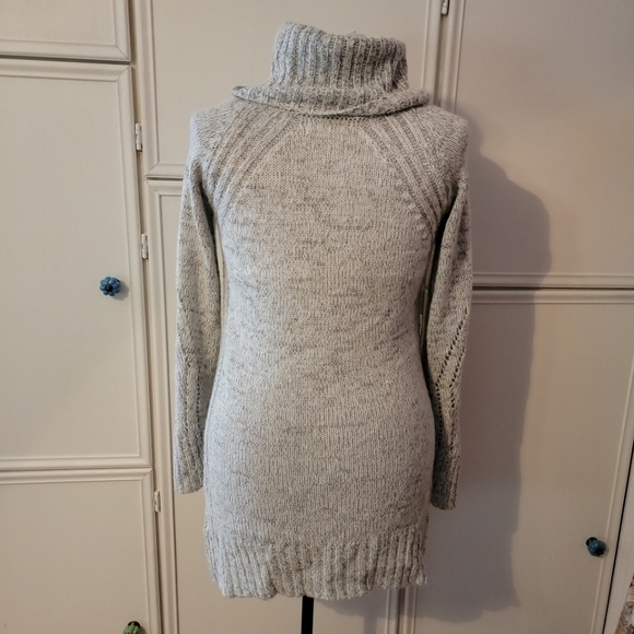 Copper Key Heather Grey Turtleneck Sweater w/ Lacy Detailing - Picture 6 of 8